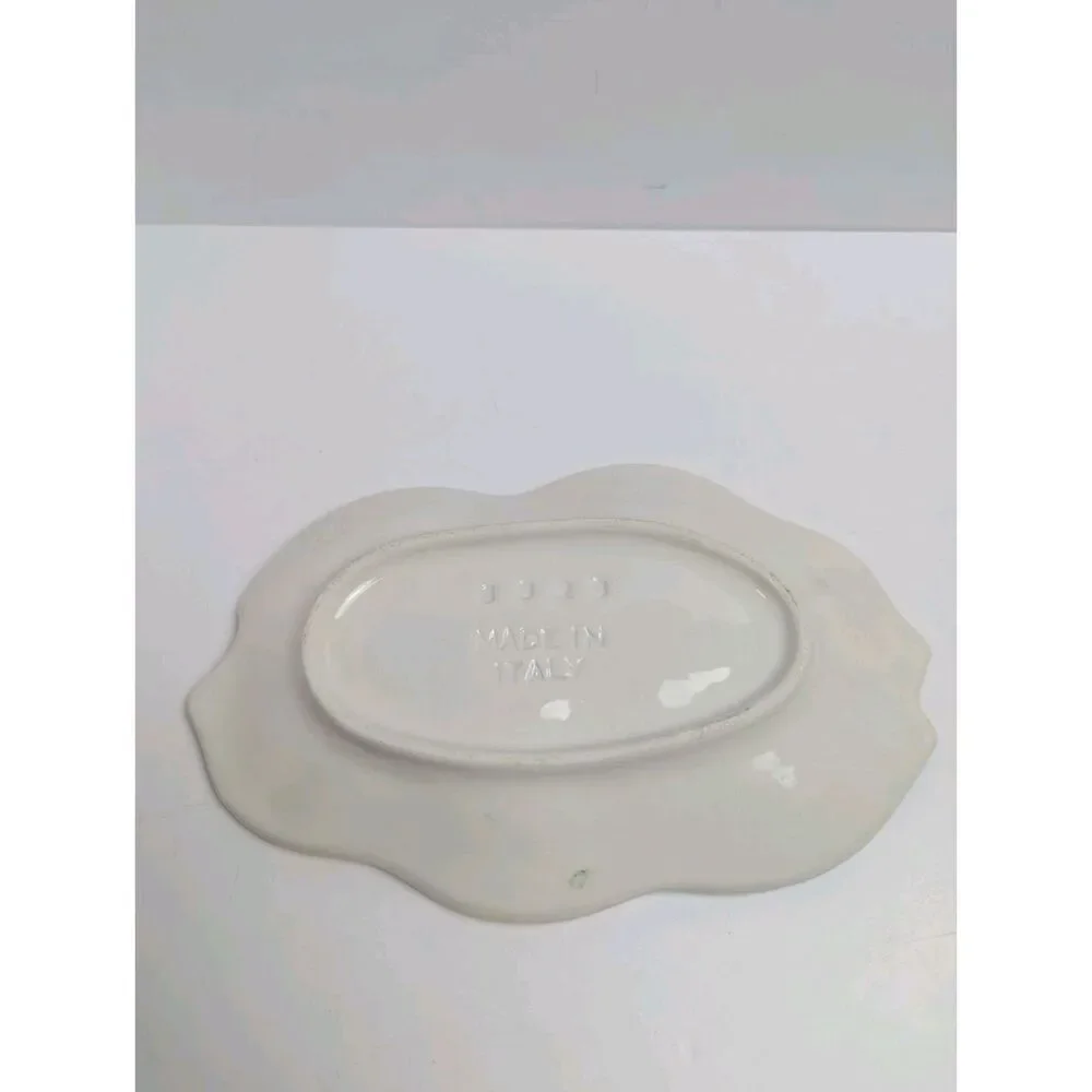 Italian Pottery Embossed Lemon Ceramic Dish Bowl Plate 8” x 5” Spoonrest
